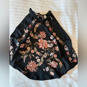 Free People Black Floral Halter Tank Top